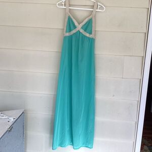 Vintage Sears long blue lace strap nightgown, small.  0261